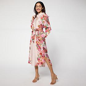 "As Is" G by Giuliana Black Label Printed Woven Shirt Dress