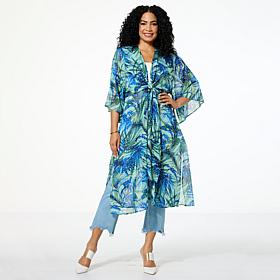 "As Is" G by Giuliana Black Label Woven Tie-Front Duster