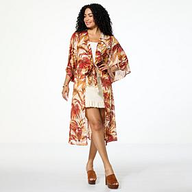 "As Is" G by Giuliana Black Label Woven Tie-Front Duster