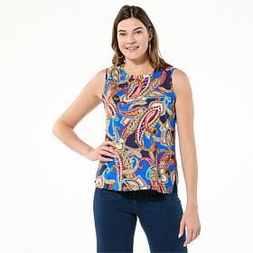 "As Is" G by Giuliana Court to Resort Embellished Print Tank