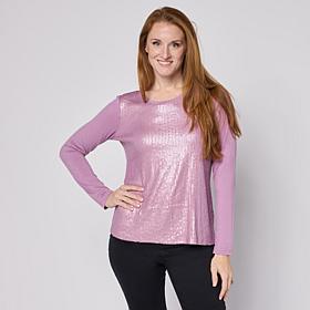 "As Is" G by Giuliana Ecolux Sequin Long Sleeve T-Shirt