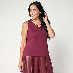 "As Is" G by Giuliana EcoLuxe Tank Top with Striped Neckline