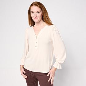 "As Is" G by Giuliana Knit Top with Puff Sleeves