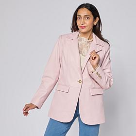 "As Is" G by Giuliana Lamb Leather Single-Breasted Blazer