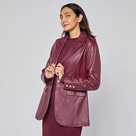 "As Is" G by Giuliana Lamb Leather Single-Breasted Blazer