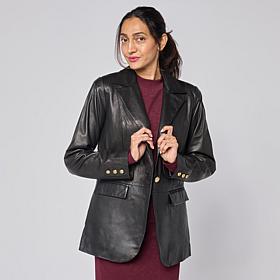"As Is" G by Giuliana Lamb Leather Single-Breasted Blazer