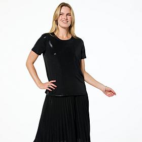 "As Is" G by Giuliana Metallic Knit Crew-Neck Tee