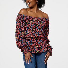 "As Is" G by Giuliana Off-The-Shoulder Smocked Blouse