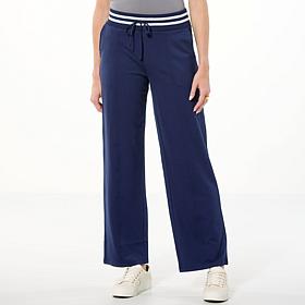 "As Is" G by Giuliana Ponte Knit Wide-Leg Pull-On Pant w/ Rib Knt Trim