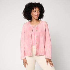 "As Is" G by Giuliana Printed Denim-Like Knit Jacket