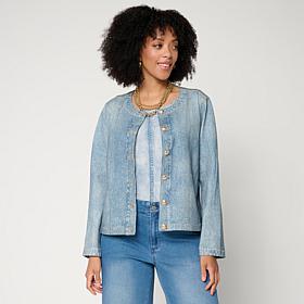 "As Is" G by Giuliana Printed Denim-Like Knit Jacket