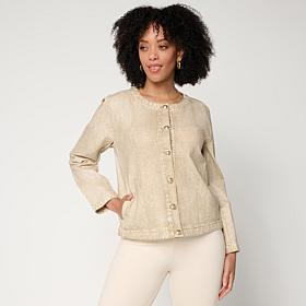 "As Is" G by Giuliana Printed Denim-Like Knit Jacket