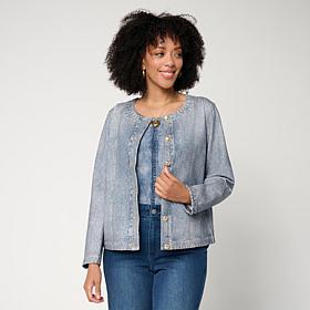 "As Is" G by Giuliana Printed Denim-Like Knit Jacket