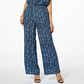 "As Is" G by Giuliana Printed Pull-On Wide-Leg Pant