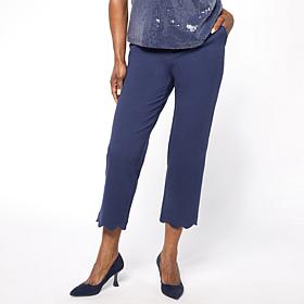 "As Is" G by Giuliana Siena Knit Ponte Scallop Hem Cropped Pant
