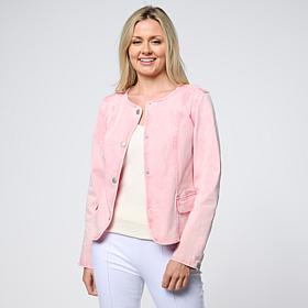 "As Is" G by Giuliana Snow Wash Collarless Denim Jacket