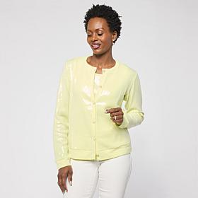 "As Is" G by Giuliana Sweater Cardigan with Clear Sequins