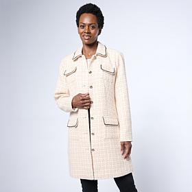 "As Is" G by Giuliana Woven Boucle Topper with Braided Detail