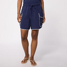 "As Is" G by Giuliana Woven Shorts with Contrast Band