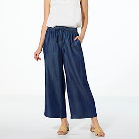 "As Is" G by Giuliana Woven Tencel Cropped Wide-Leg Pull-On Pant