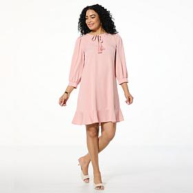 "As Is" G by Giuliana Woven Tencel Flounced Hem Shift Dress