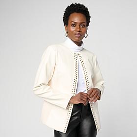 "As Is" GREY by Jhoan Sebastian Faux Leather & Knit Combo Jacket