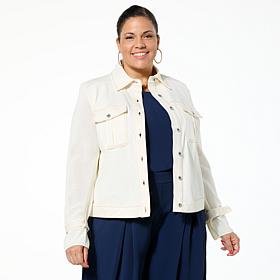 "As Is" GREY by Jhoan Sebastian Grey Knit Denim Jacket w/Mesh Sweat...