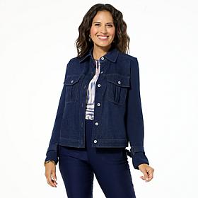 "As Is" GREY by Jhoan Sebastian Grey Knit Denim Jacket w/Mesh Sweat...