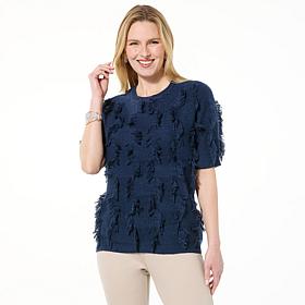 "As Is" GREY by Jhoan Sebastian Grey Short Sleeve Fringe Sweater