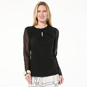 "As Is" GREY by Jhoan Sebastian Grey Twisted Neck Mesh Top