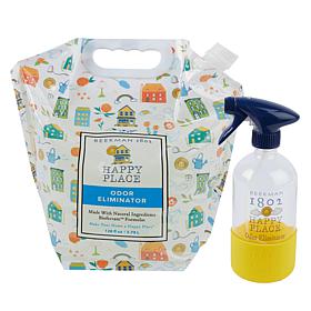"As Is" Happy Place 128 oz. Super Size Odor Eliminator with Glass B...