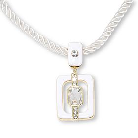 "As Is" Heidi Daus "Thoroughly Modern" Rectngulr Pndant w/ Cord Ncklce