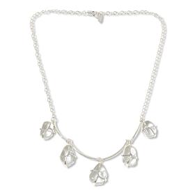 "As Is" Herkimer Mines "Diamond" Quartz 5-Stone Bauble 18" Necklace