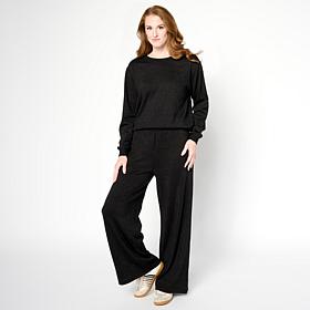"As Is" HUE 2-piece Shimmer Knit Top & Pant Lounge Set