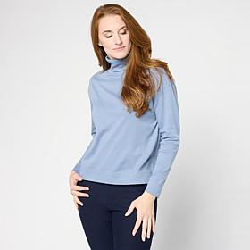 "As Is" HUE Cotton Jersey Long-Sleeve Turtleneck Top