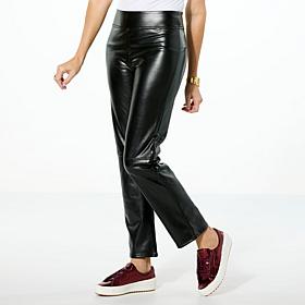 "As Is" HUE Faux Leather Straight Leg Pant