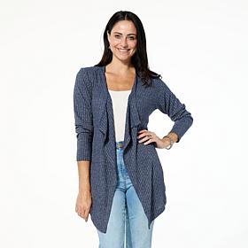 "As Is" HUE Marled Rib Knit Cardigan