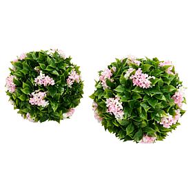 "As Is" Improvements 13" Faux Crepe Myrtle Spheres - Set of 2