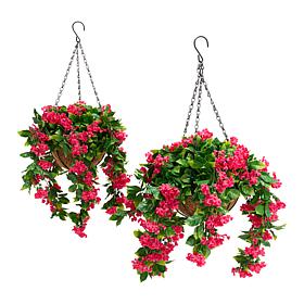 "As Is" Improvements 15" Faux Crepe Myrtle Hanging Baskets - Set of 2