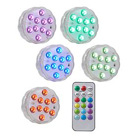 "As Is" Improvements Submersible Disk Lights with Remote - Set of 5