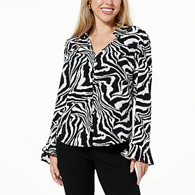 "As Is" Jaclyn Smith Feminine Flounce Cuff Blouse with Cami
