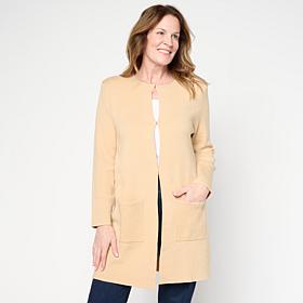 "As Is" Jaclyn Smith Jewel Neck Jacquard Coatigan