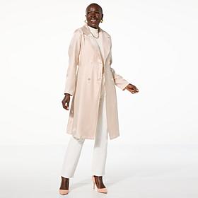 "As Is" Jaclyn Smith Metallic Belted Trench Coat
