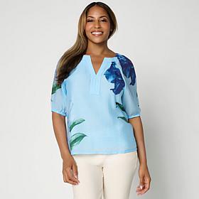 "As Is" Jaclyn Smith Split-Neck Pullover Blouse