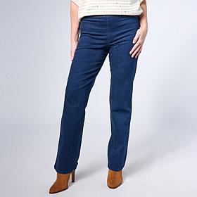 "As Is" Jaclyn Smith Stretch Denim Straight-Leg Pull-On Pant