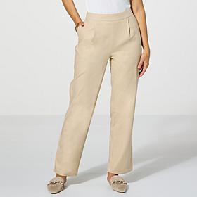 "As Is" Jaclyn Smith Stretch Linen-Blend Straight-Leg Pull-On Pant