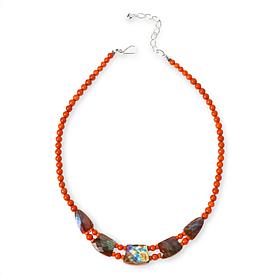 "As Is" Jay King Orange Coral and Labradorite Reversible 18" Necklace