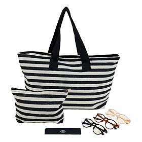 "As Is" Joy CleanBoss World Traveler Luxe Readers & Tote Handbag Set