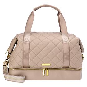 "As Is" Joy First Class Luxury Leather Quilted Double Decker Weekender