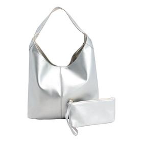 "As Is" Joy Metallic Leather Hobo Slouch Bag with Wristlet